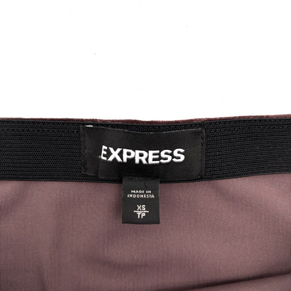 2019 EXPRESS Mauve Velvet Ruched Hip Elastic Waist Pull On Mini Skirt XS 26x15" - Picture 2 of 10
